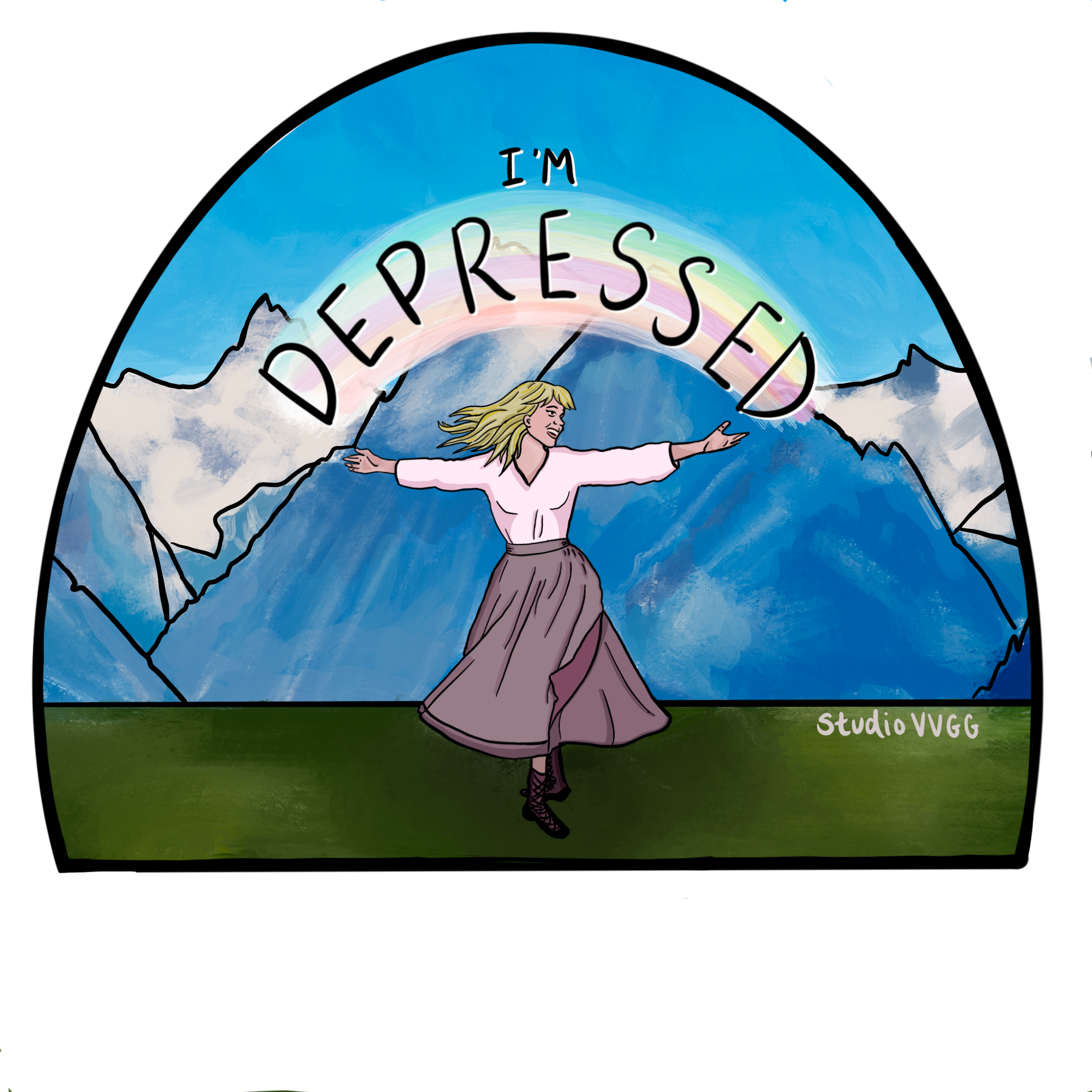 Depressed Sticker