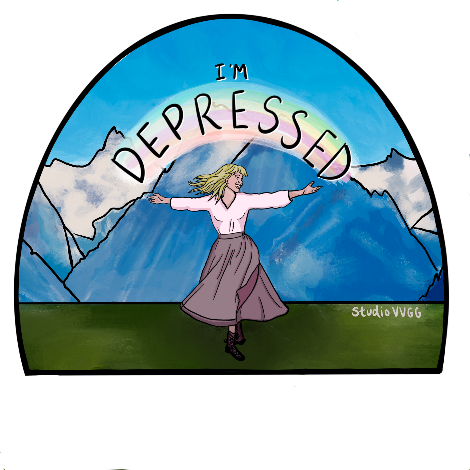 Depressed Sticker